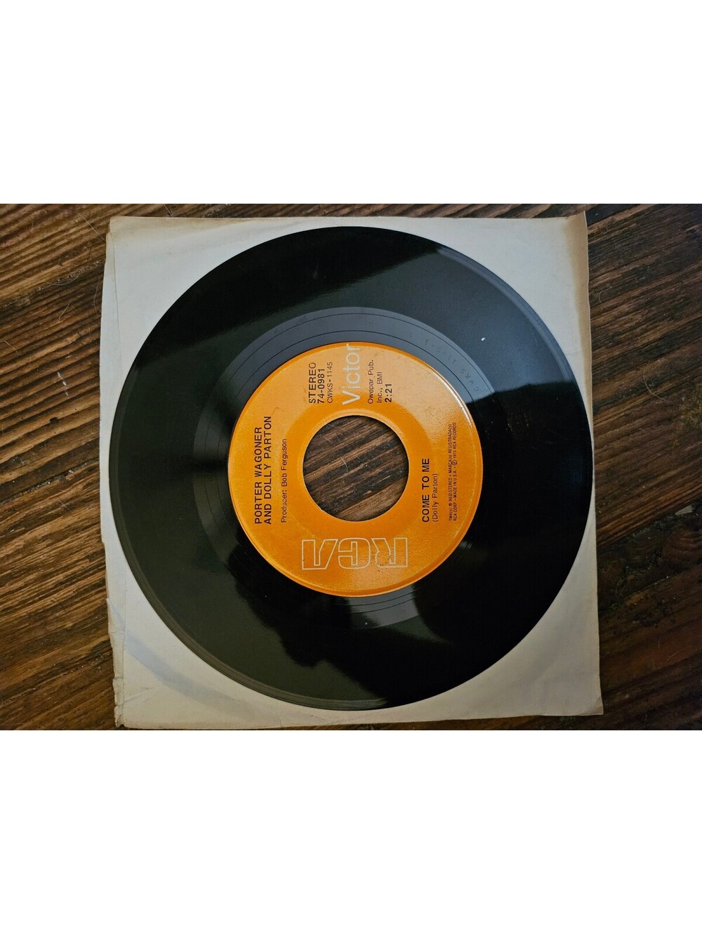 Dolly Parton & Porter Wagoner - Come to me/ if teardrops.. - vintage vinyl 45 NM